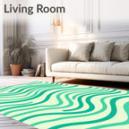 Aqua Waves Abstract Swirl Rug