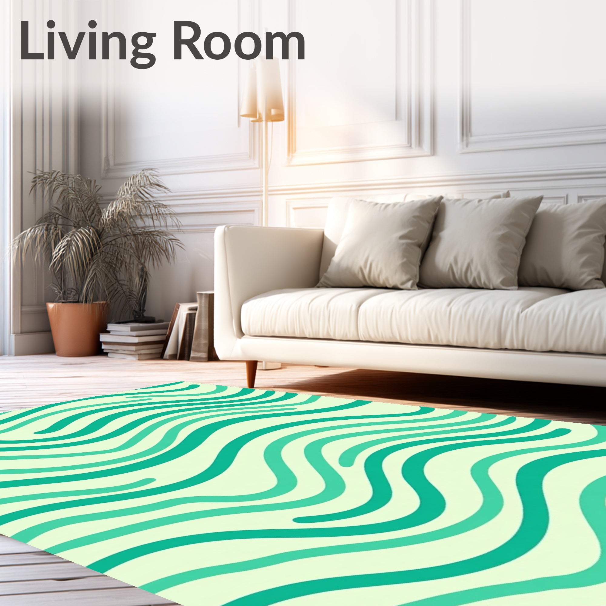 Aqua Waves Abstract Swirl Rug