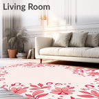 Crimson Floral Vine Border Rug