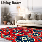 Crimson Navy Floral Medallion Rug