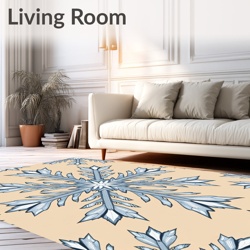 Pale Blue Snowflake Mandala Art Rug