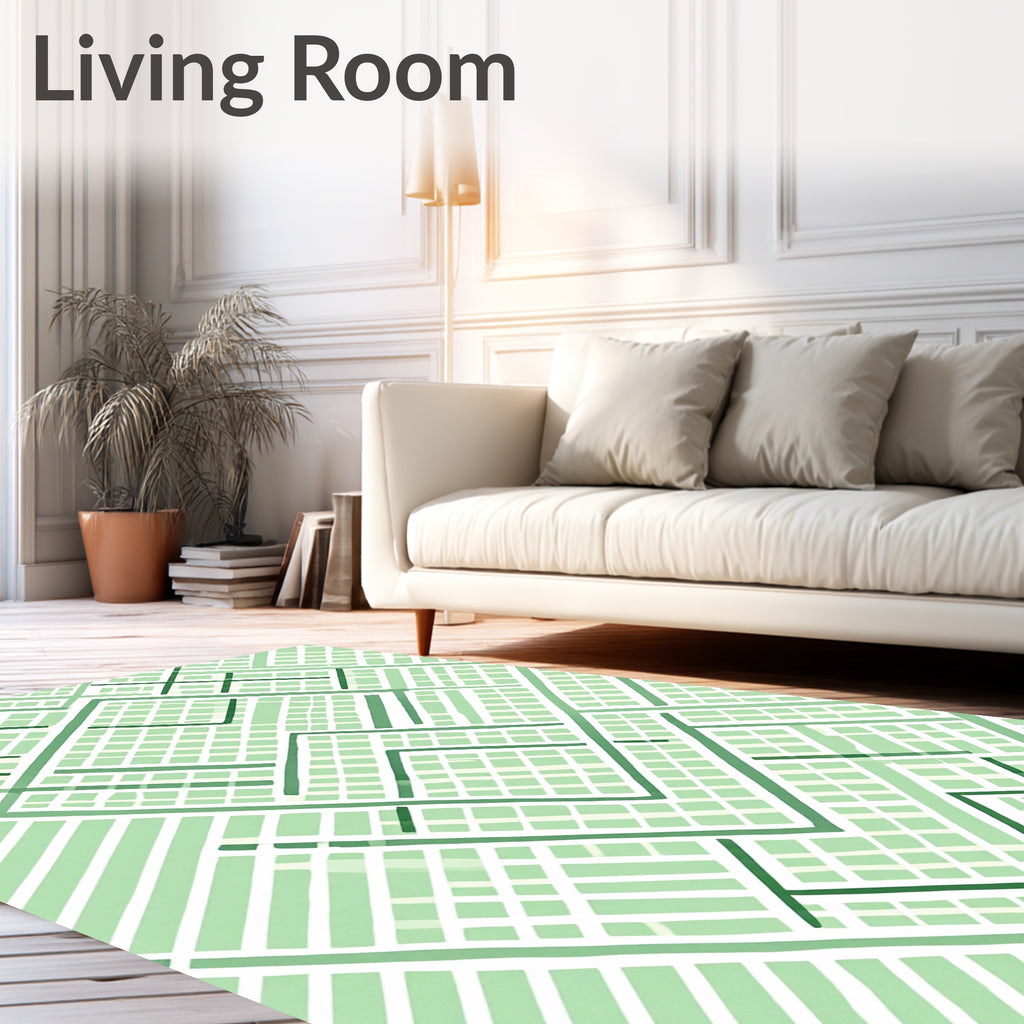 Light Green Intersecting Lines Composed Rug