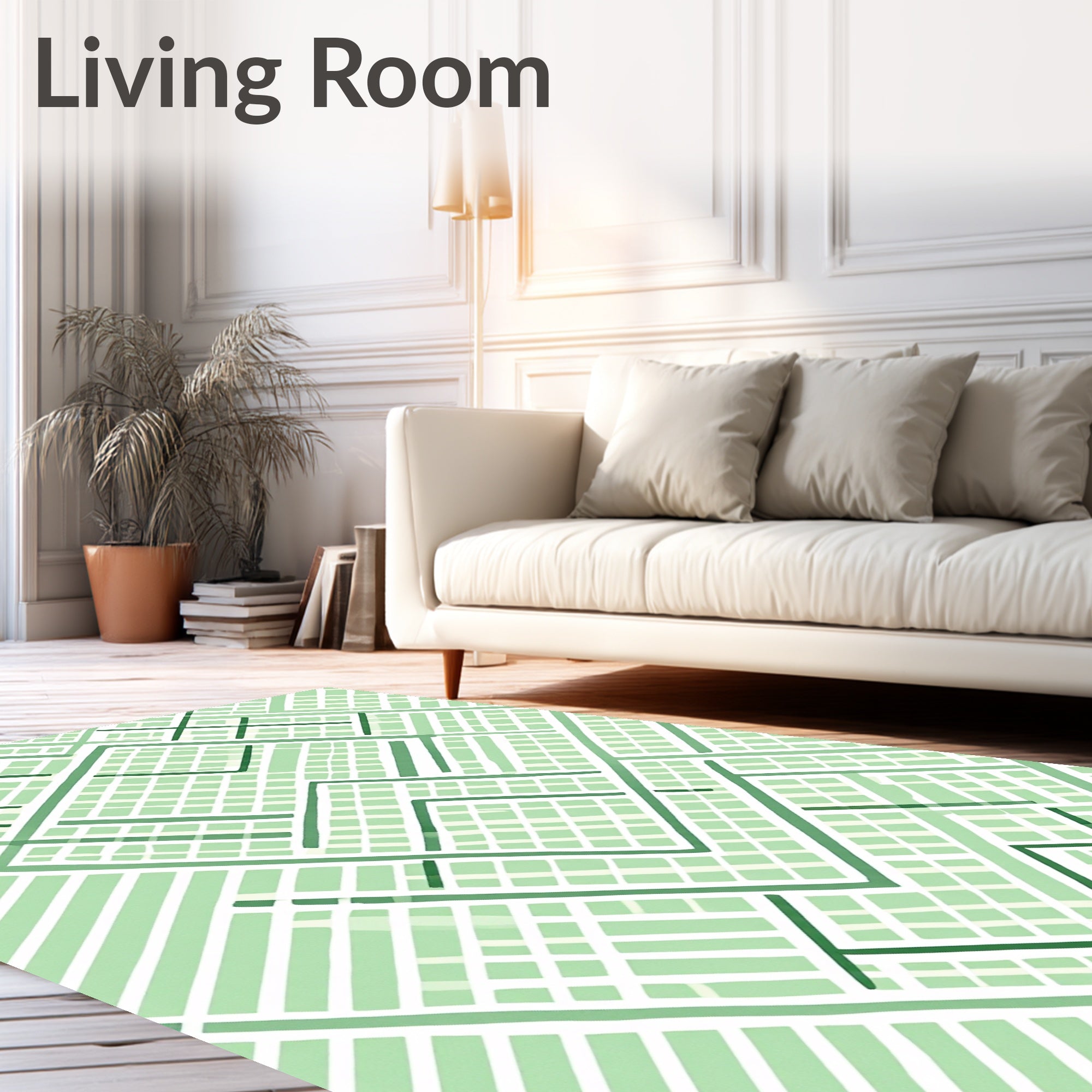Light Green Intersecting Lines Composed Rug