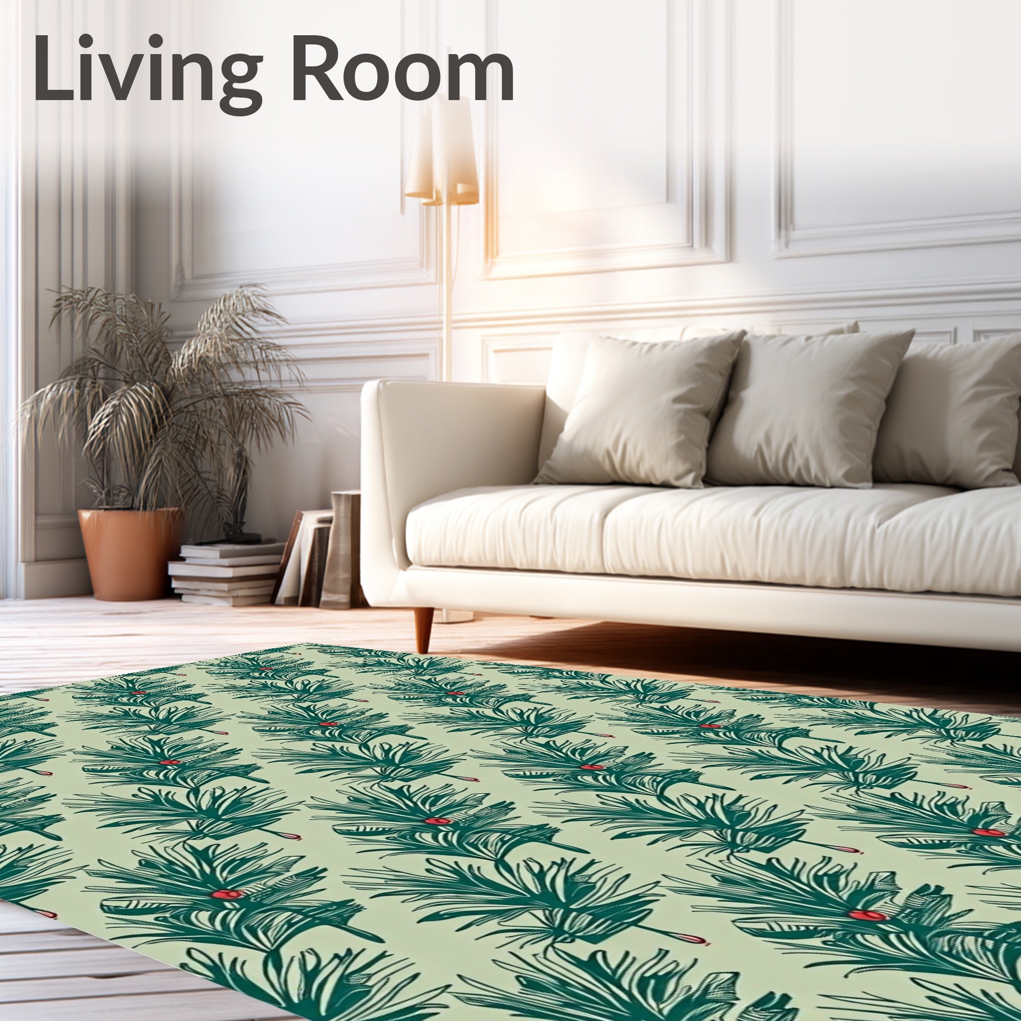 Evergreen Sprig Red Berry Repeat Rug