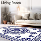 Classic Blue White Medallion Floral Rug