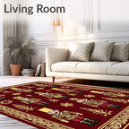 Festive Red Golden Nutcracker Grid Rug