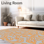 Orange Swirl Abstract Gray Rug