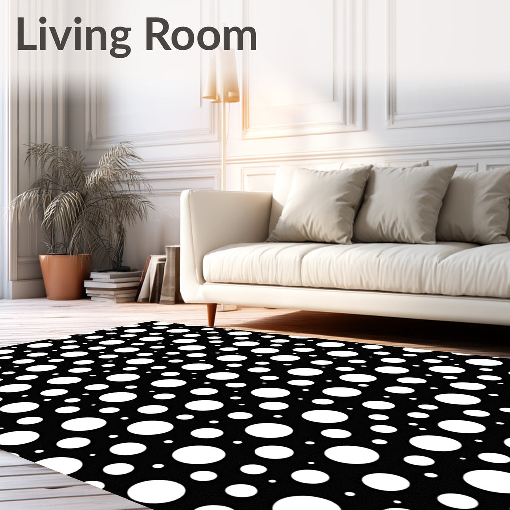 Black White Polka Dot Circles Rug