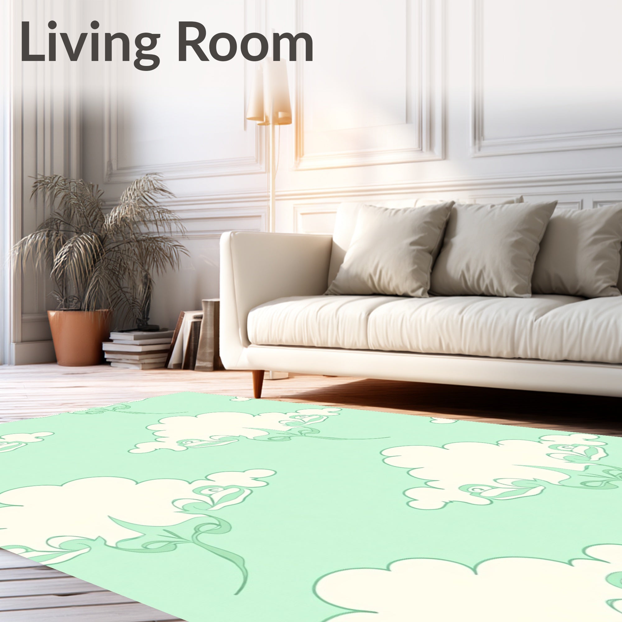Delicate Mint Cloud Blossom Rug