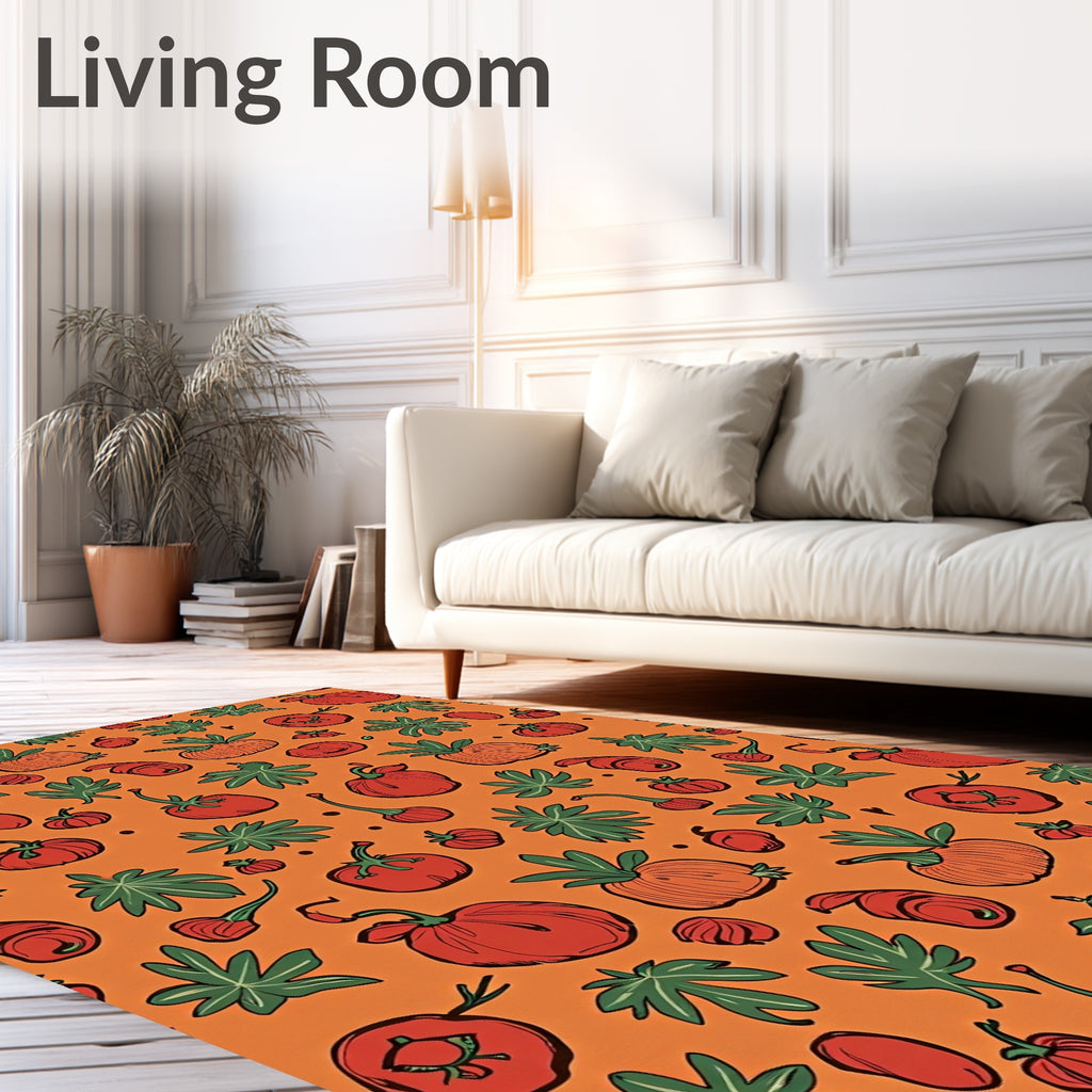 Autumn Harvest Pumpkin Tomato Arrangement Rug