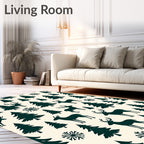 Dark Forest Reindeer Snowflake Scene Rug