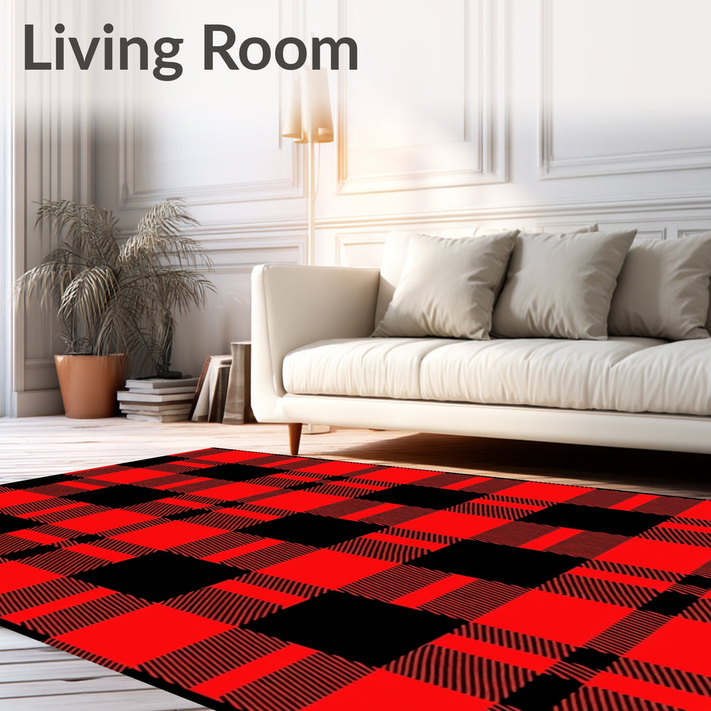 Crimson Black Buffalo Check Plaid Rug