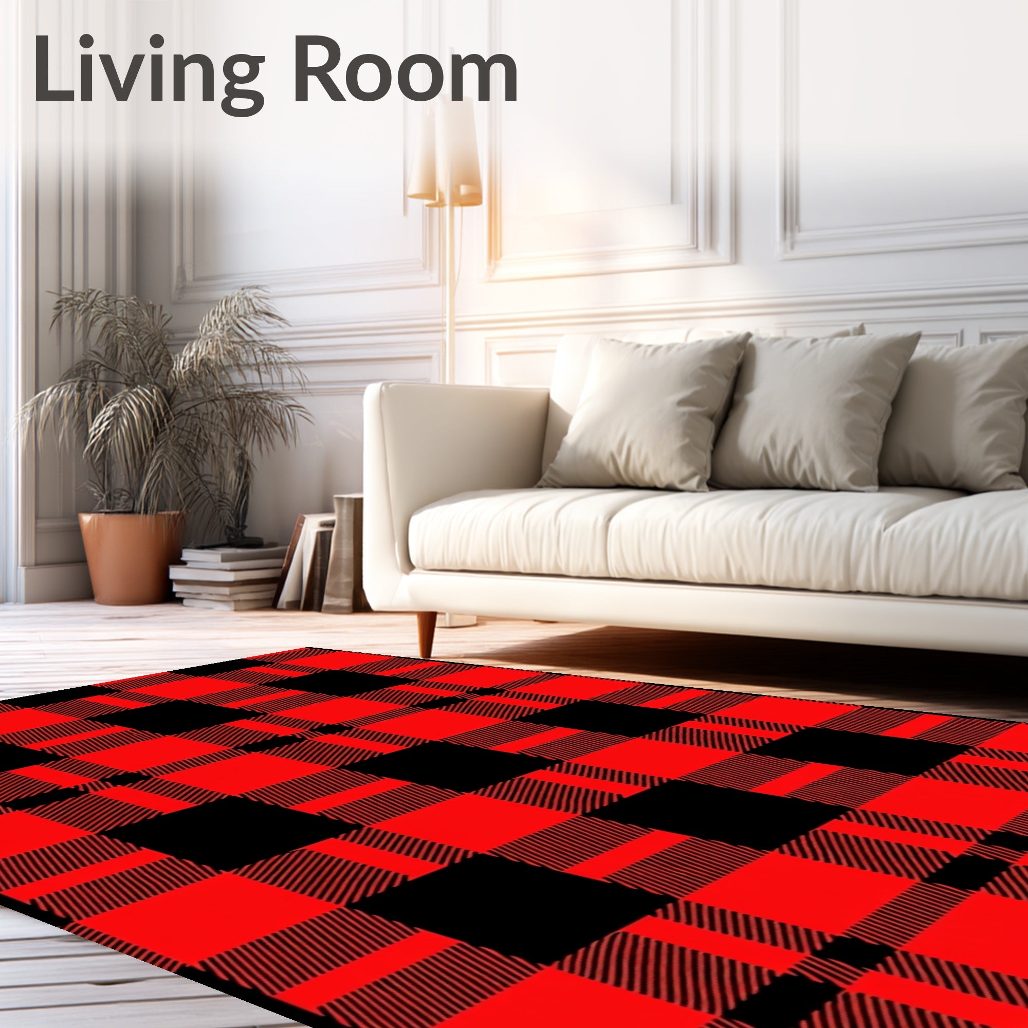 Crimson Black Buffalo Check Plaid Rug
