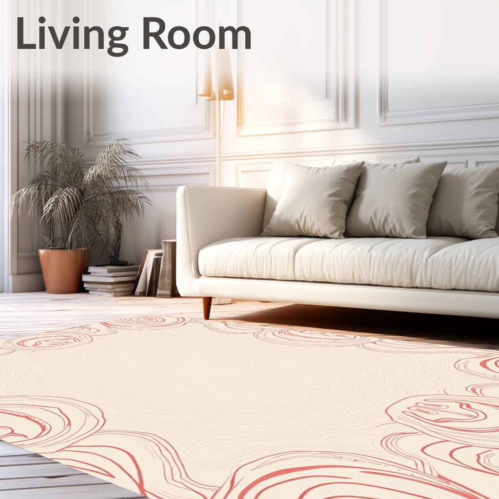 Salmon Swirl Frame Cream Rug