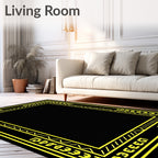 Bold Yellow Tribal Rectangular Border Rug