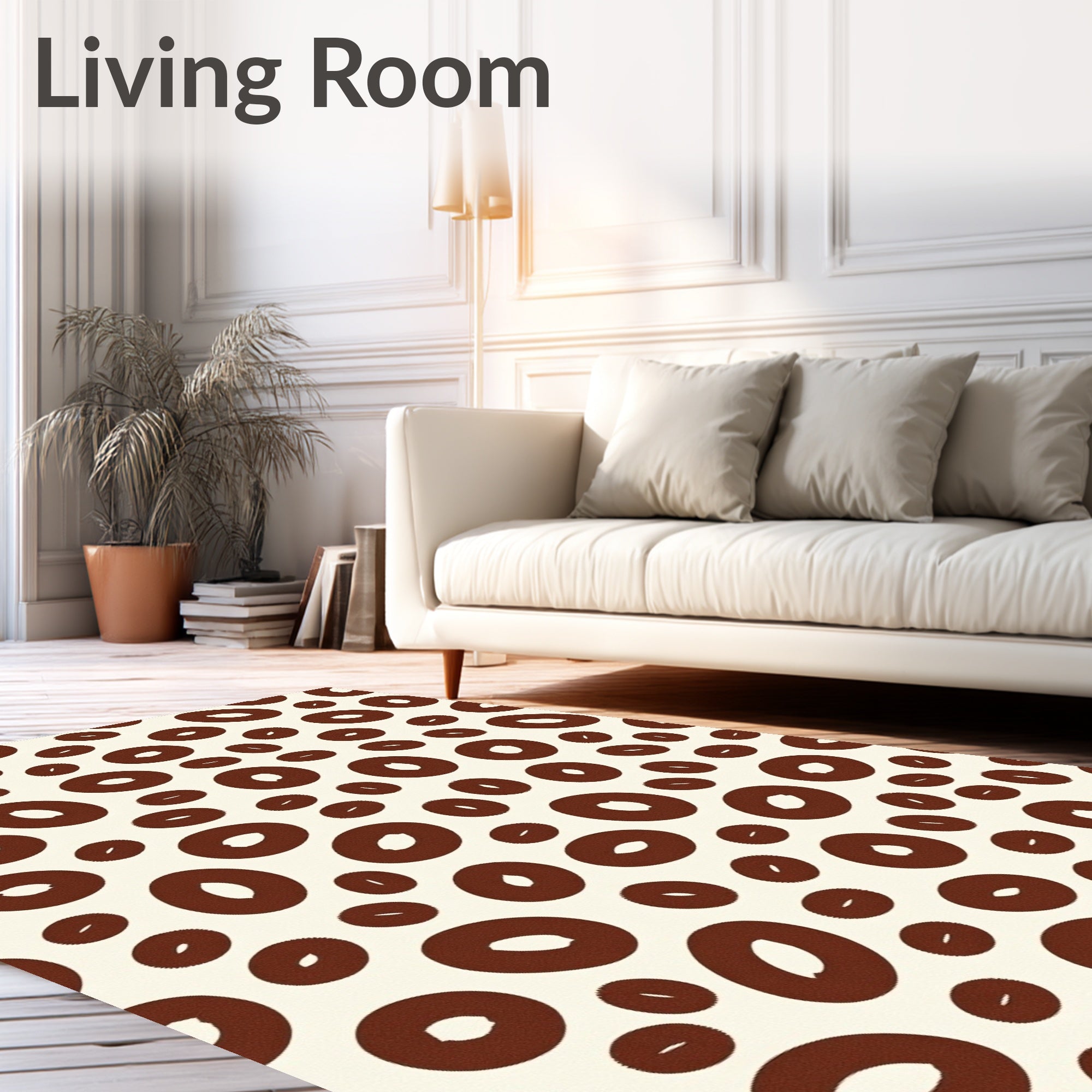 Warm Brown Oval Scattered Scatter Rug