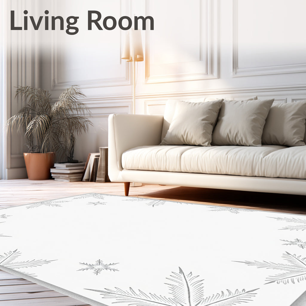Winter Frost Snowflake Border Rug