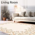 Neutral Cream Floral Border Rug