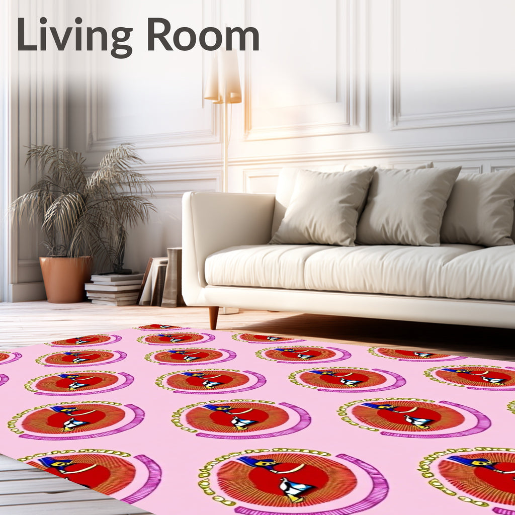 Pink Red Blue Abstract Bird medallions Rug