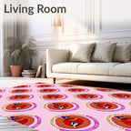 Pink Red Blue Abstract Bird medallions Rug