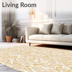 Ornate Caramel Swirls Botanical Abstract Rug