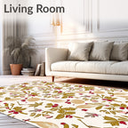 Botanical Berry Leaf Blossom Elements Rug