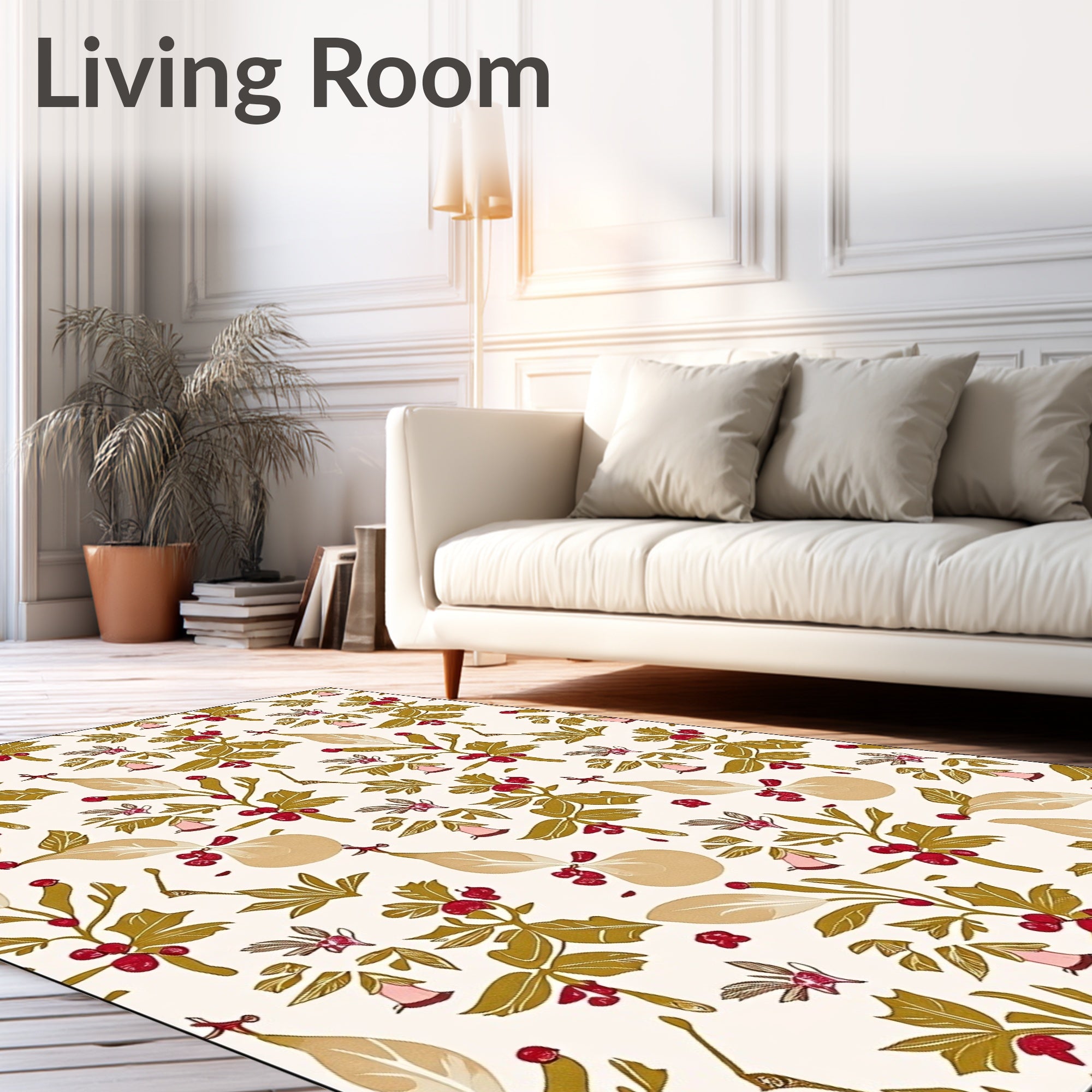 Botanical Berry Leaf Blossom Elements Rug