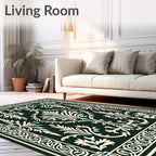 Vintage Cream Damask Border Rug