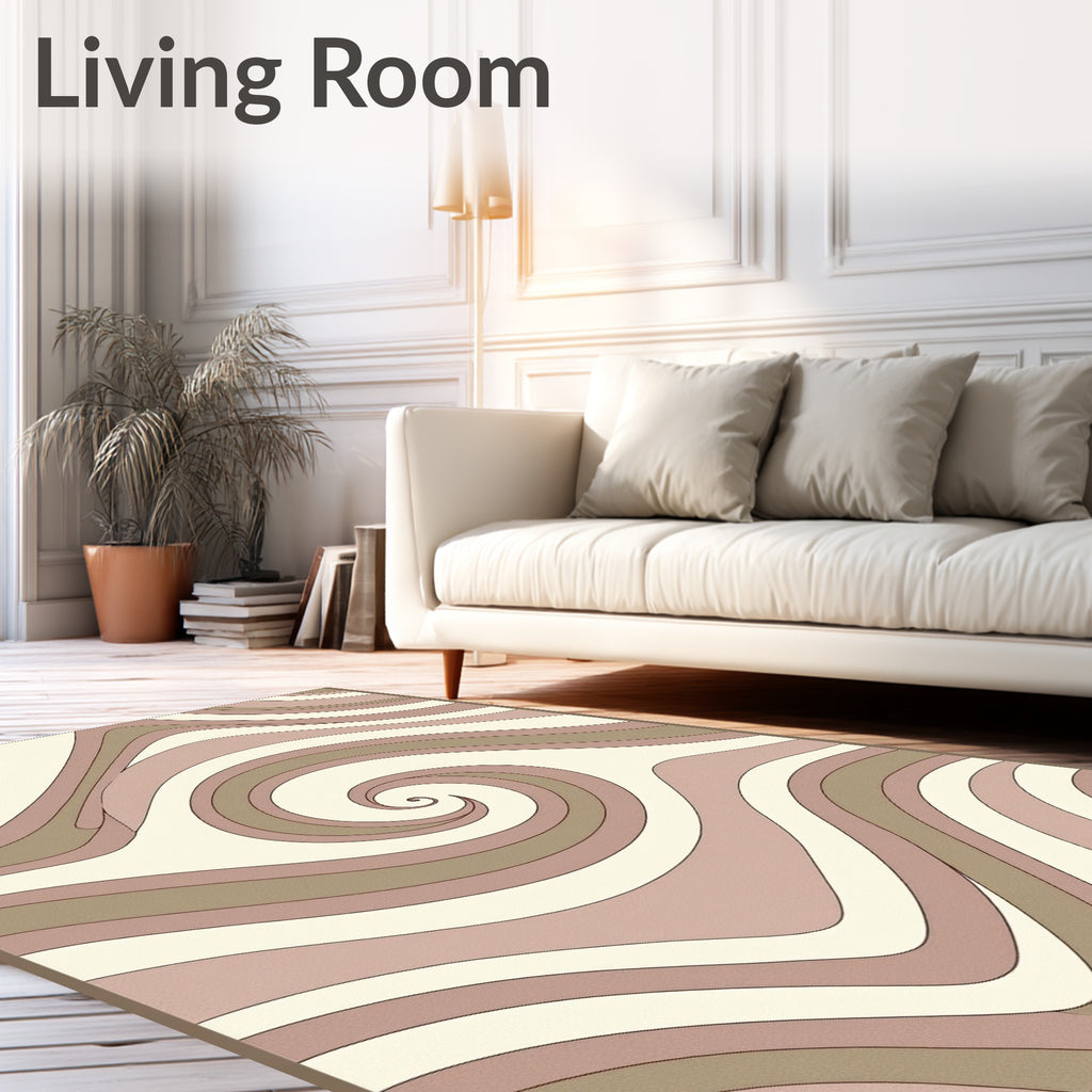 Soft Retro Swirl Abstract Rug