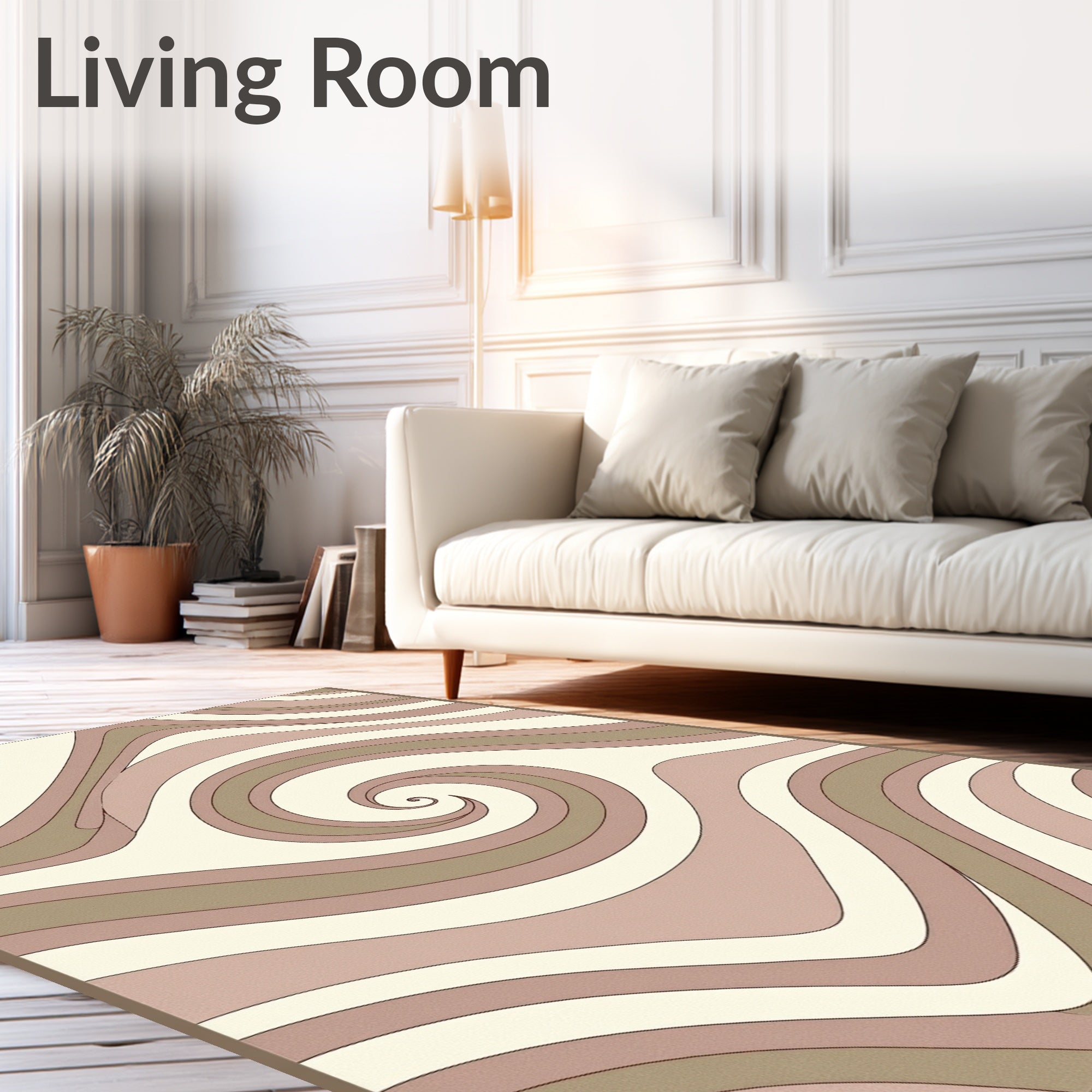 Soft Retro Swirl Abstract Rug