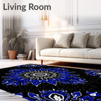 Vibrant Royal Blue Floral Mandala Rug