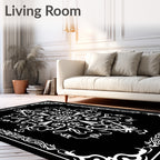 White Art Nouveau Floral Mandala Rug