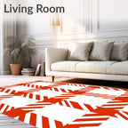 Red White Diagonal Gingham Checkered Rug