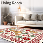 Festive Gingerbread Candy Cane Foliage Border Rug