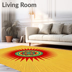 Radiant Sunburst Red Teal Mandala Rug