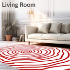 Crimson Red Swirl Abstract Rug