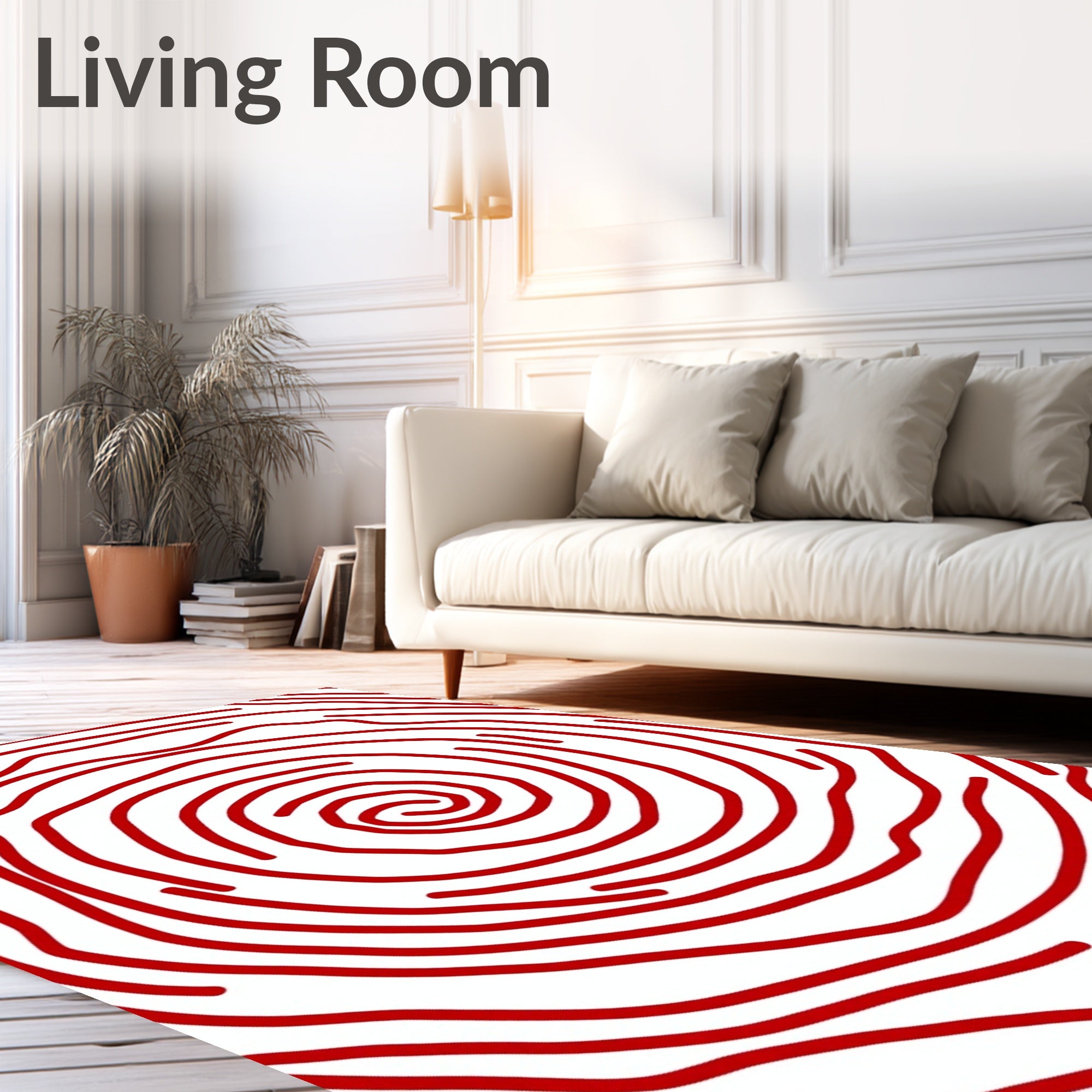Crimson Red Swirl Abstract Rug
