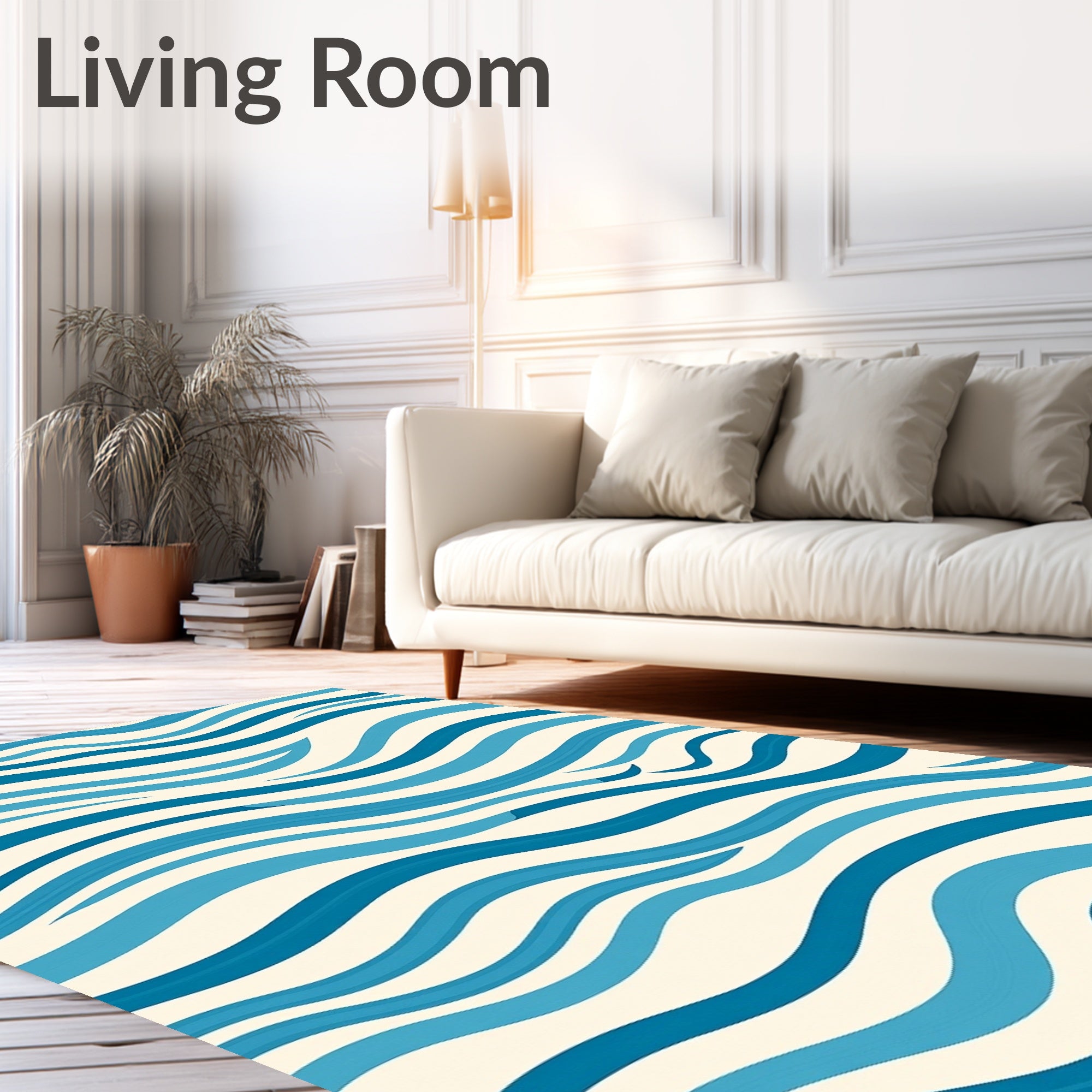 Oceana Blue Wave Ribbons Rug