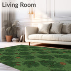 Forest Green Pinecone Branches Repeat Rug