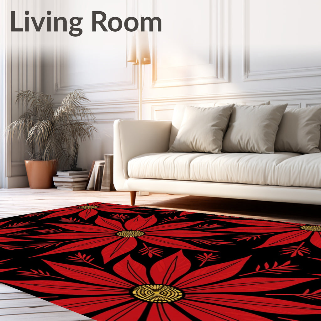 Bold Red Floral Sunburst Rug