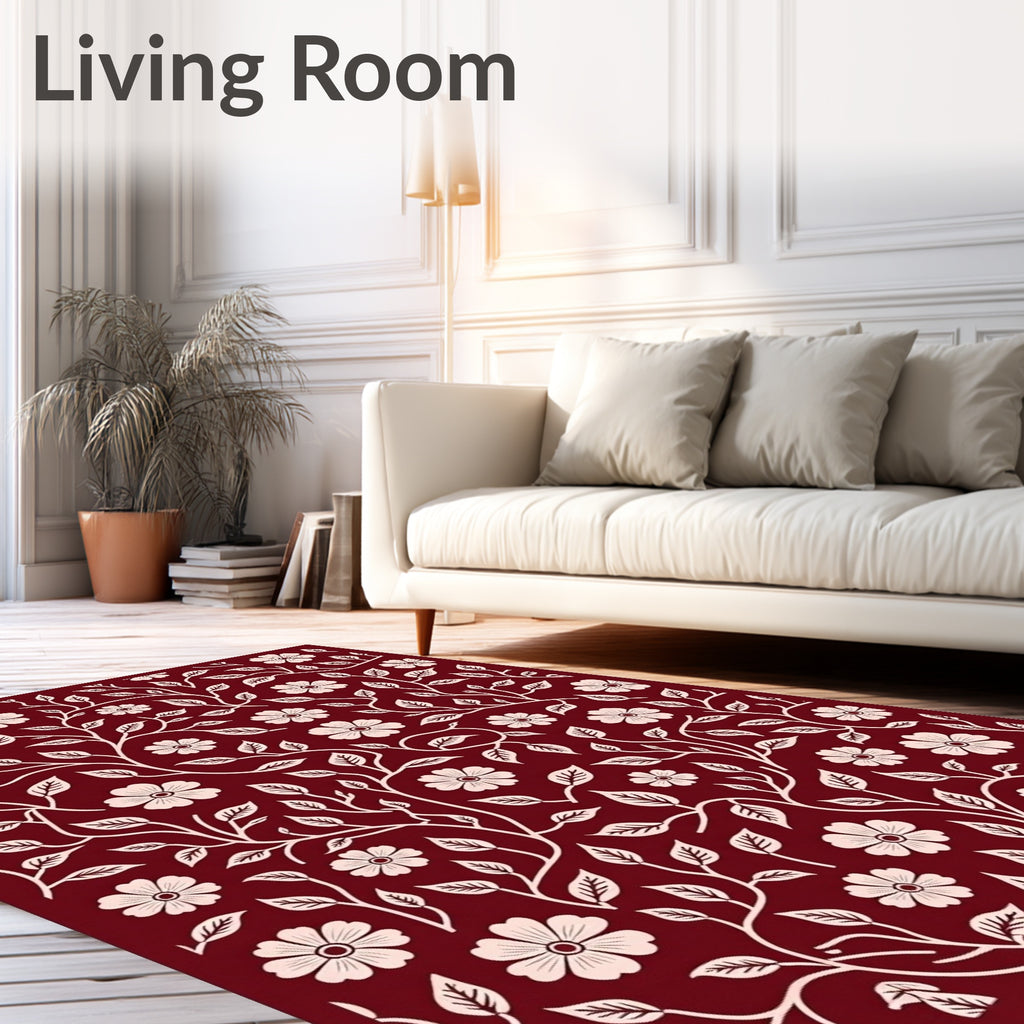 Cream Floral Vine Lattice Ruby Rug