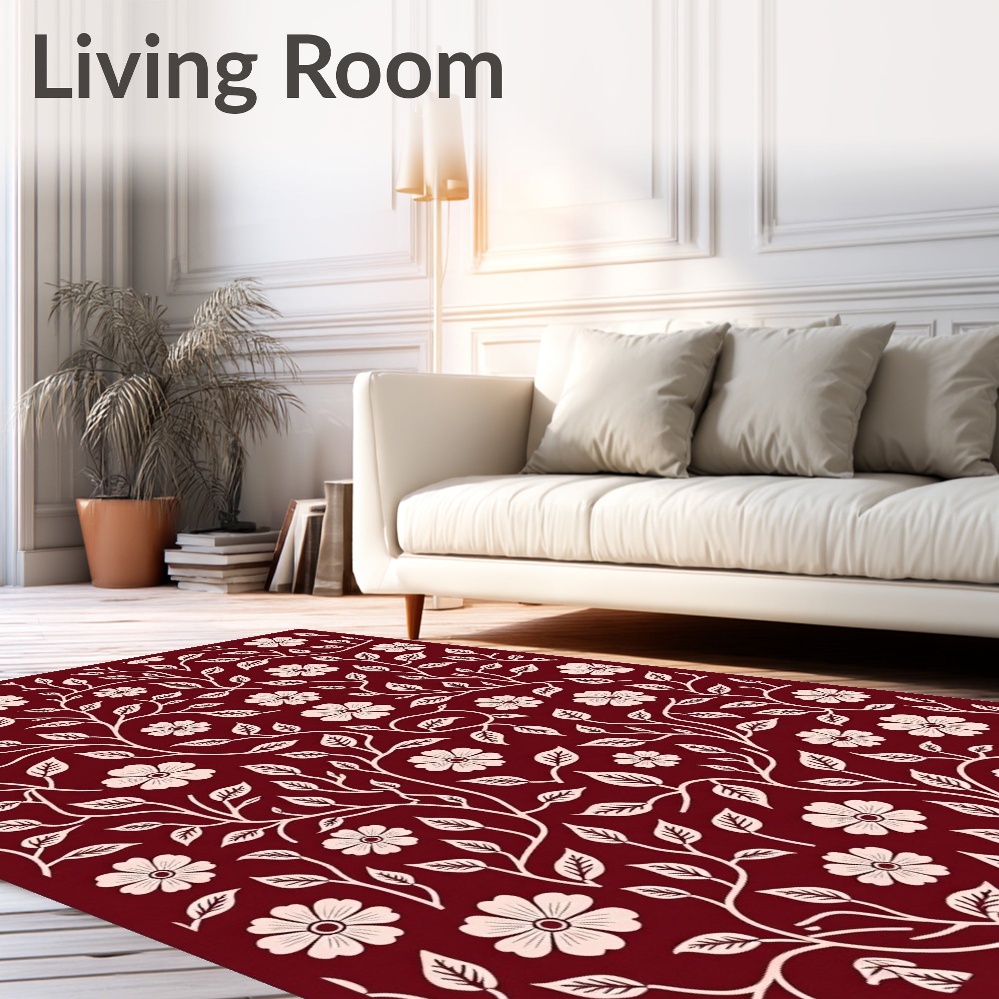 Cream Floral Vine Lattice Ruby Rug