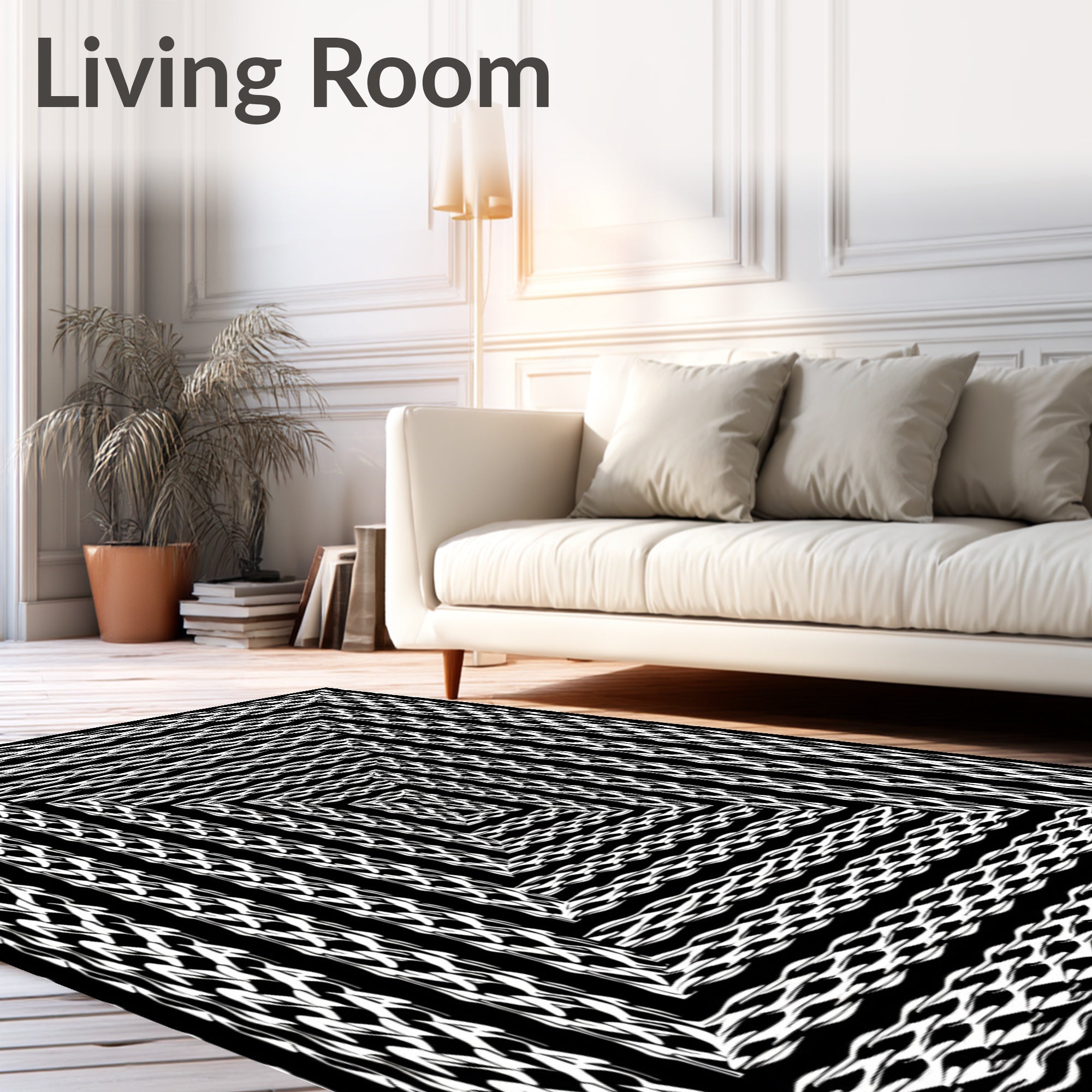 Monochromatic Optical Illusion Square Rug