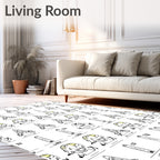 Playful Cartoon Characters Geometric Arrangement Rug