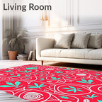 Whimsical Coral Tropical Vine Rug