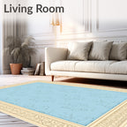 Pale Blue Floral Lace Medallion Rug