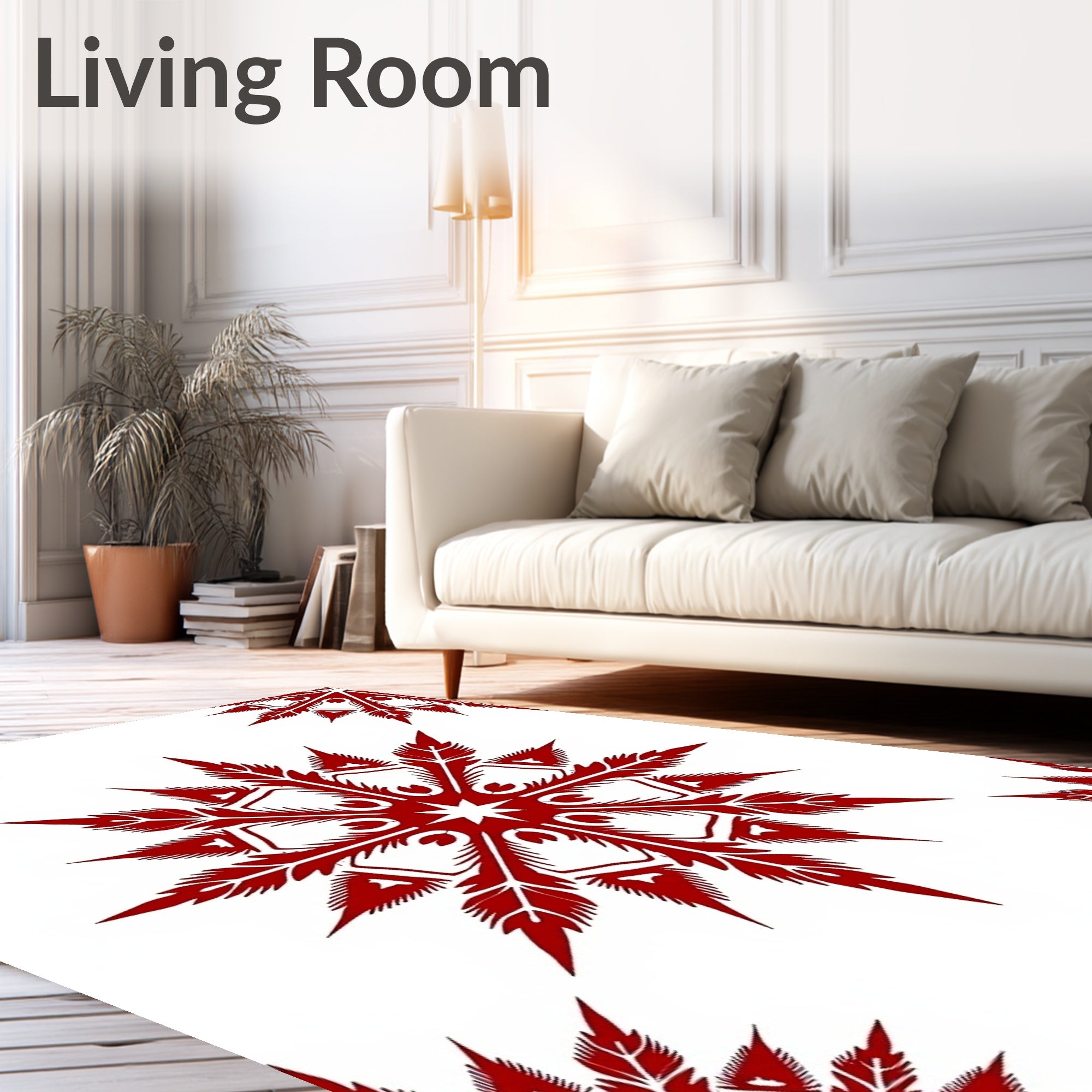 Crimson Radial Leaf Star Rug