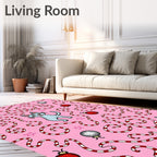 Playful Pink Kitten Candy Cane Ornament Rug