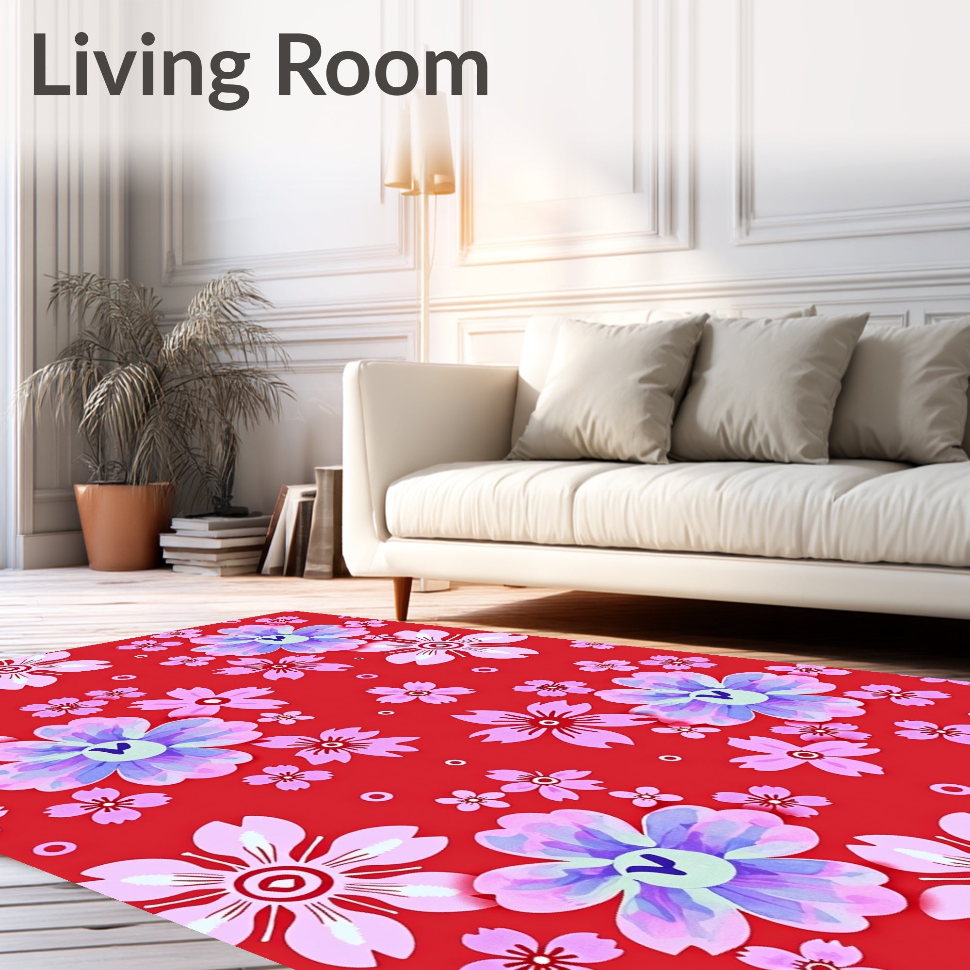 Crimson Cherry Blossom Garden Rug
