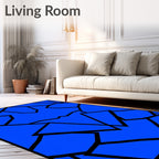 Vibrant Blue Geometric Shatter Rug